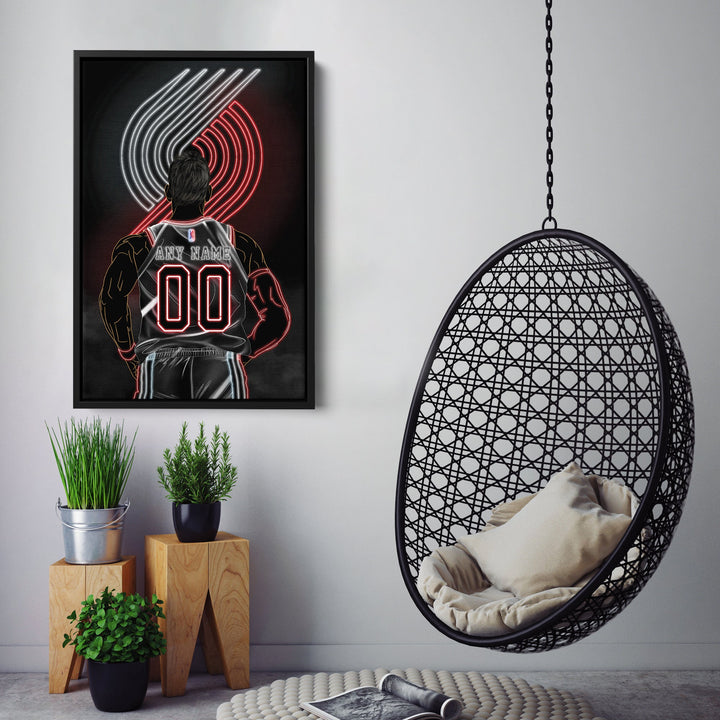 Portland Trail Blazers Personalized Jersey Canvas | Neon Wall Art - CanvasNeon