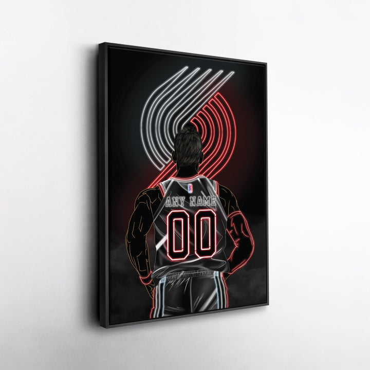 Portland Trail Blazers Personalized Jersey Canvas | Neon Wall Art - CanvasNeon