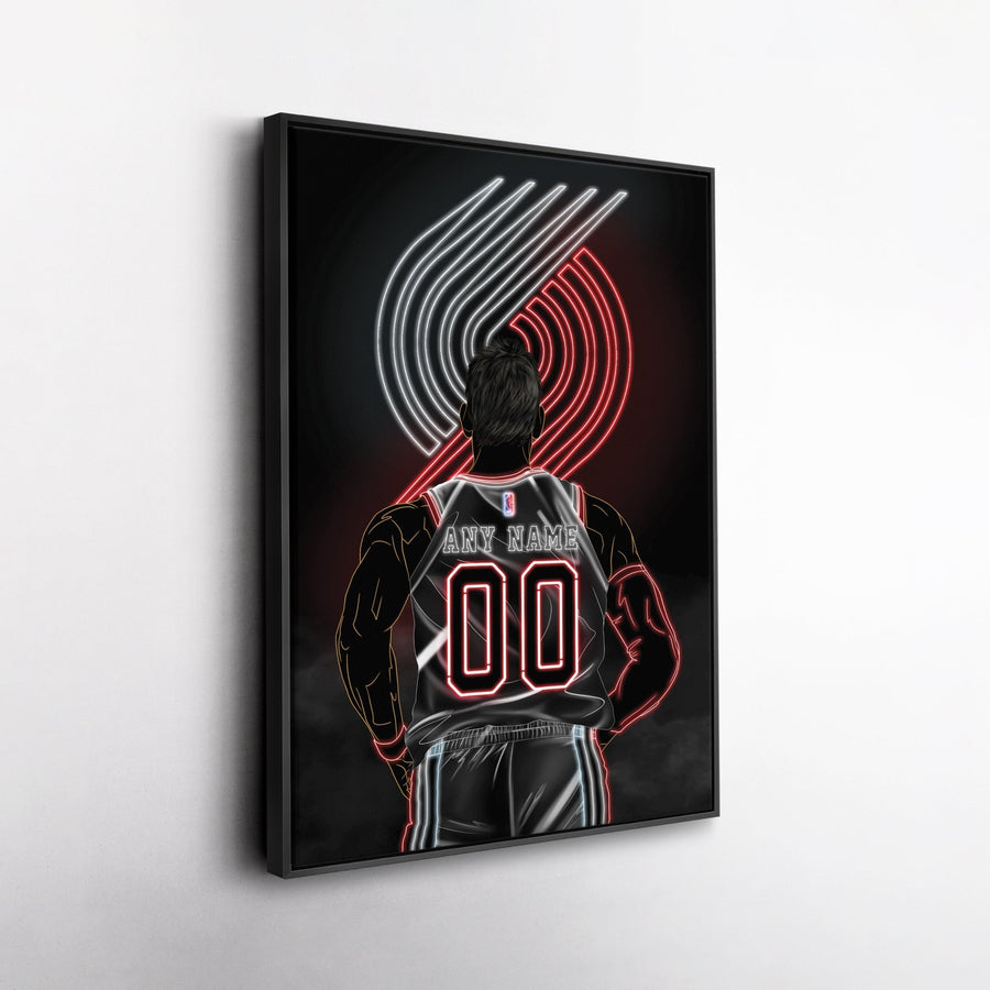 Portland Trail Blazers Personalized Jersey Canvas | Neon Wall Art - CanvasNeon