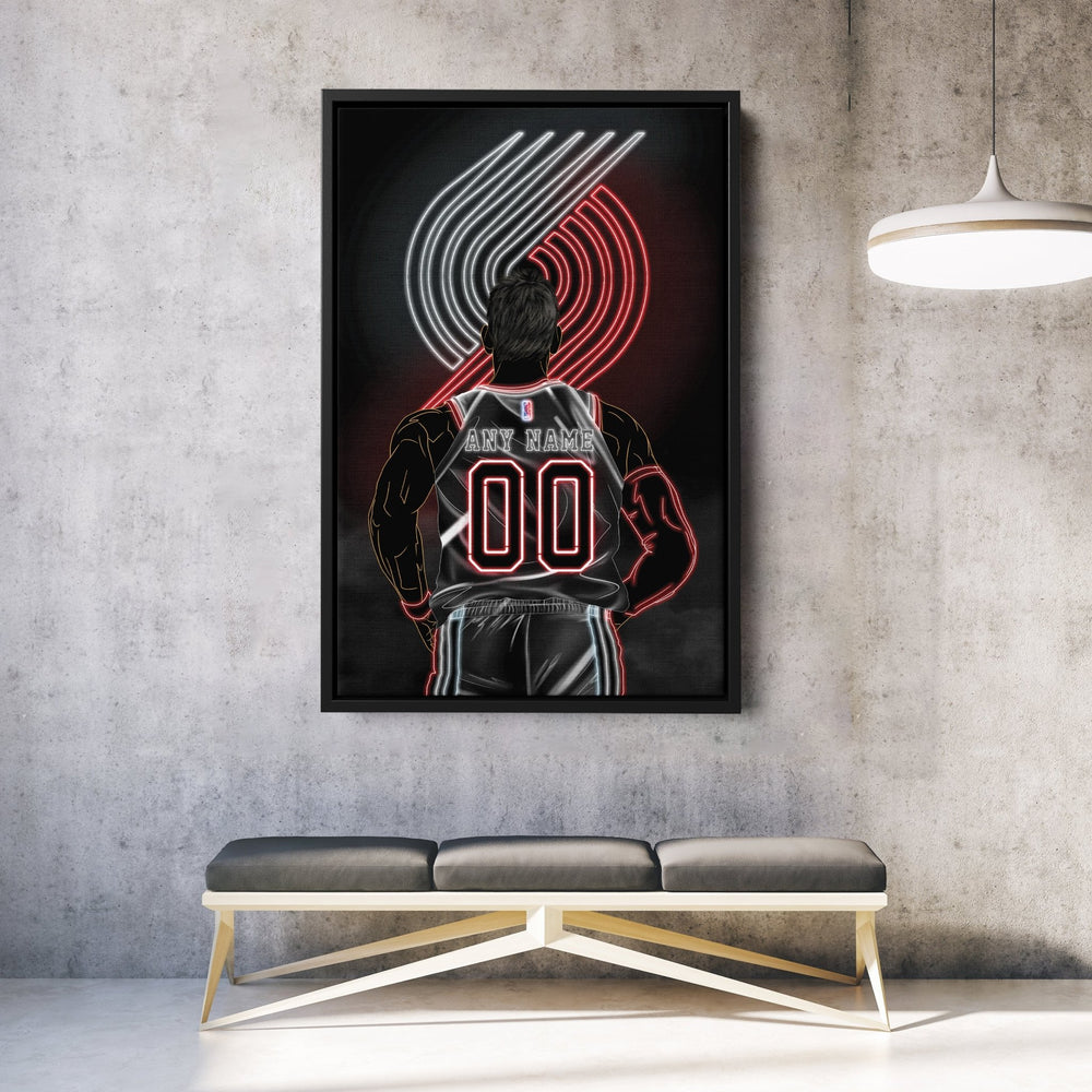 Portland Trail Blazers Personalized Jersey Canvas | Neon Wall Art - CanvasNeon