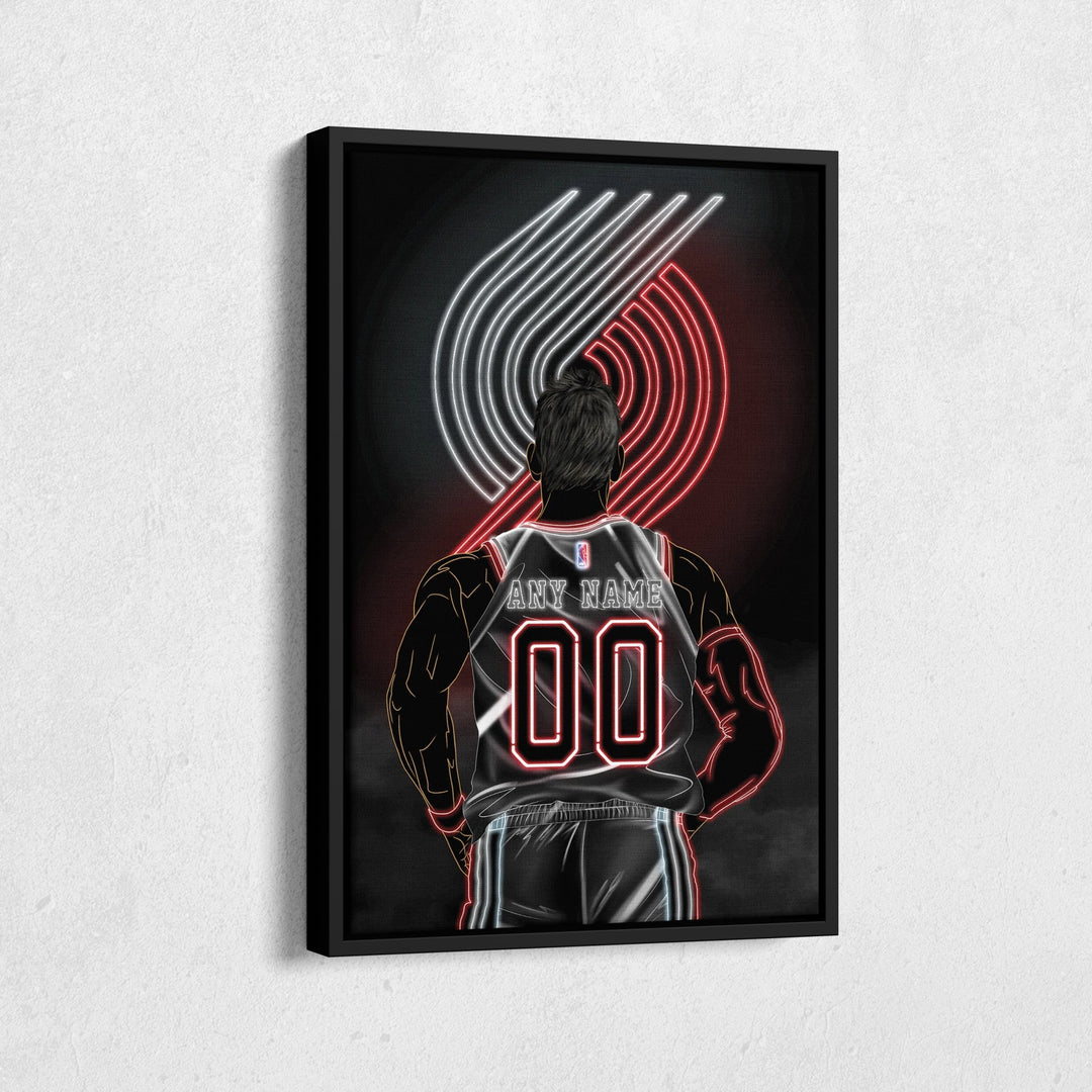 Portland Trail Blazers Personalized Jersey Canvas | Neon Wall Art - CanvasNeon