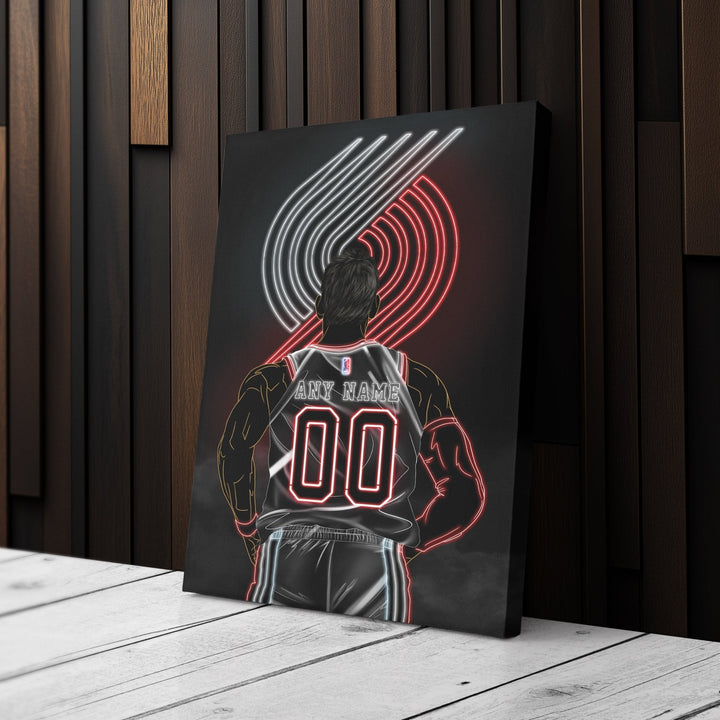 Portland Trail Blazers Personalized Jersey Canvas | Neon Wall Art - CanvasNeon