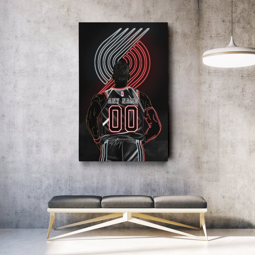 Portland Trail Blazers Personalized Jersey Canvas | Neon Wall Art - CanvasNeon