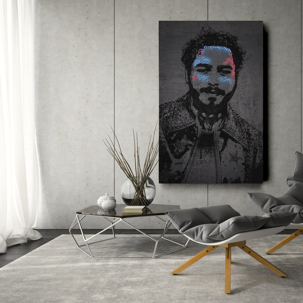 Post Malone Neon Canvas Art | Music Wall Decor - CanvasNeon