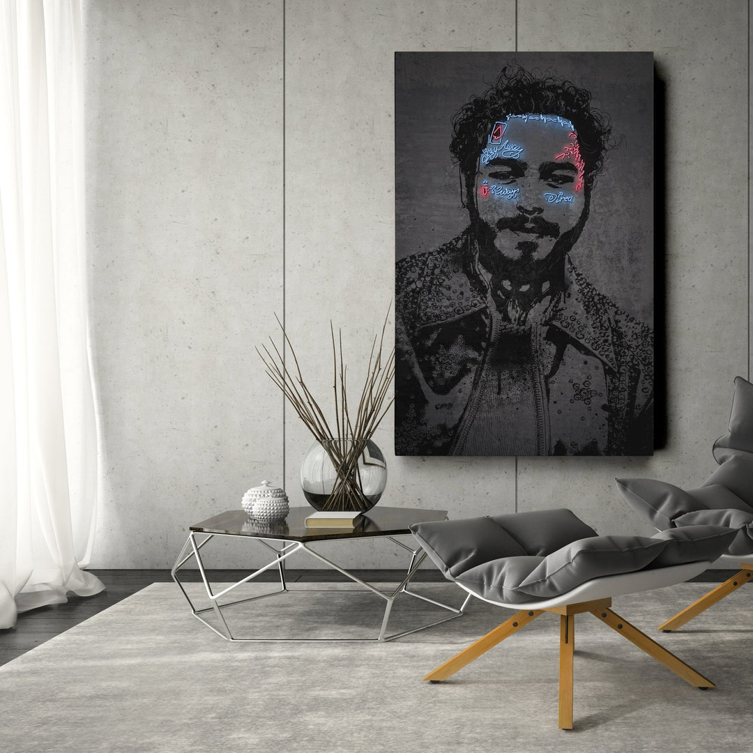 Post Malone Neon Canvas Art | Music Wall Decor - CanvasNeon