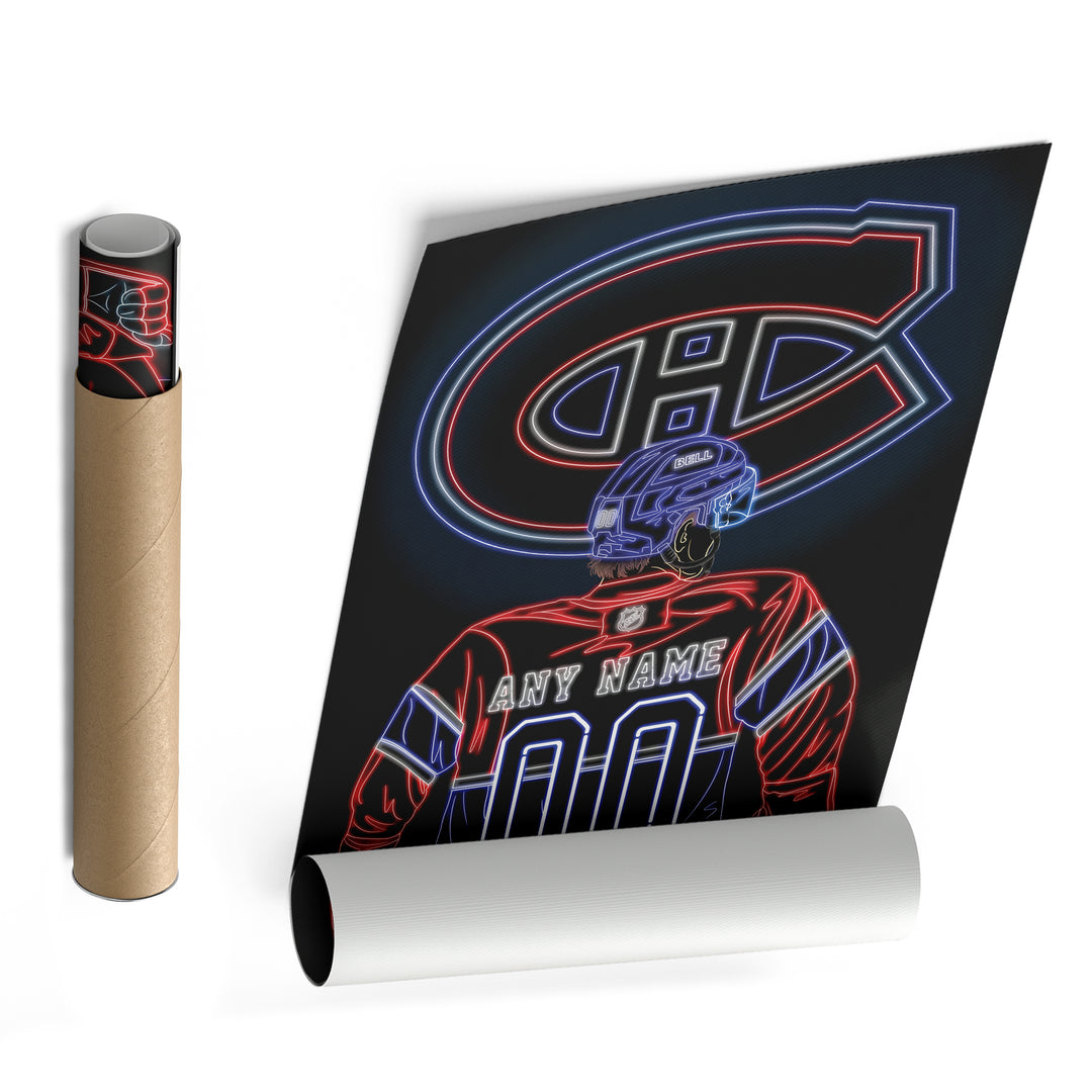Montreal Canadiens Personalized Jersey Canvas | Neon Wall Art