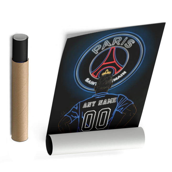 Paris Saint-Germain Personalized Jersey Canvas | Neon Wall Art