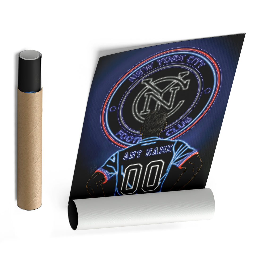 New York City FC Personalized Jersey Canvas | Neon Wall Art