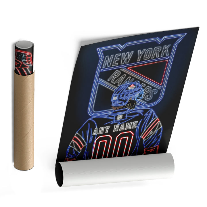 New York Rangers Personalized Jersey Canvas | Neon Wall Art