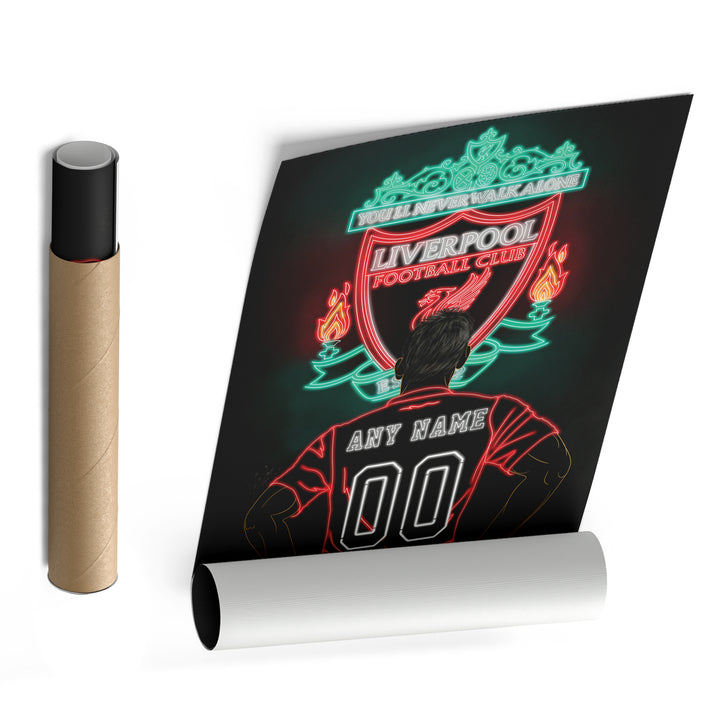 Liverpool Personalized Jersey Canvas | Neon Wall Art