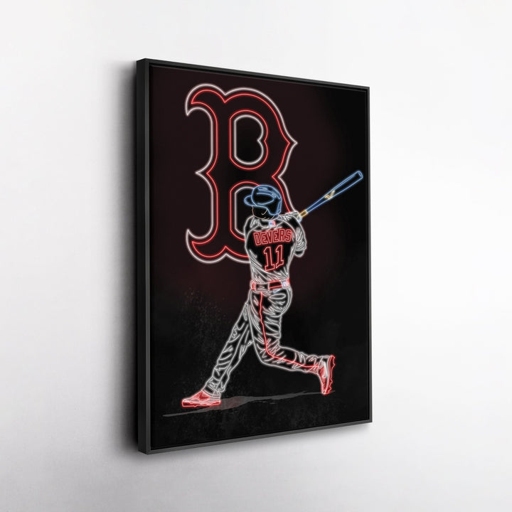 Rafael Devers Neon Canvas Art | Red Sox Wall Decor - CanvasNeon