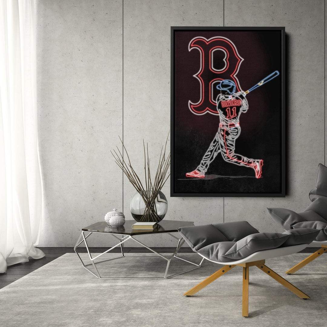 Rafael Devers Neon Canvas Art | Red Sox Wall Decor - CanvasNeon