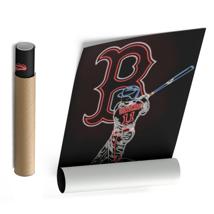 Rafael Devers Neon Canvas Art | Red Sox Wall Decor - CanvasNeon