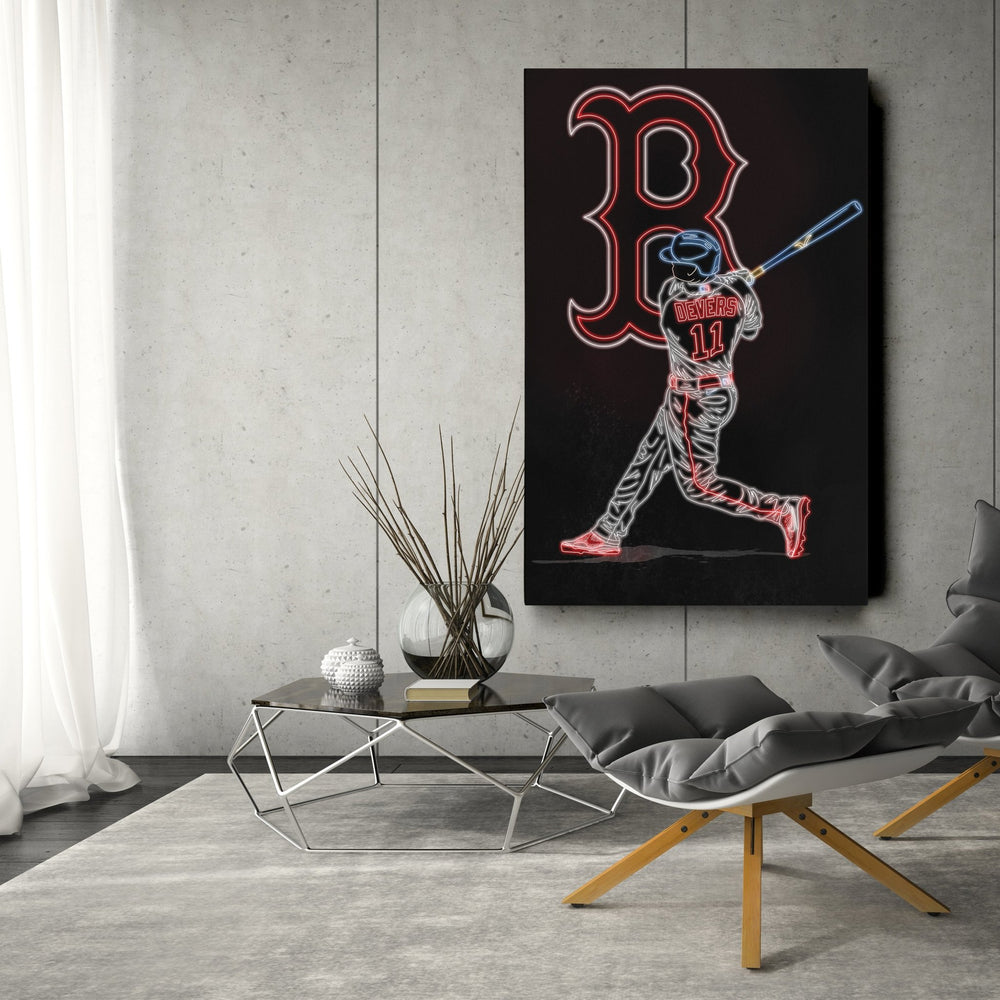 Rafael Devers Neon Canvas Art | Red Sox Wall Decor - CanvasNeon