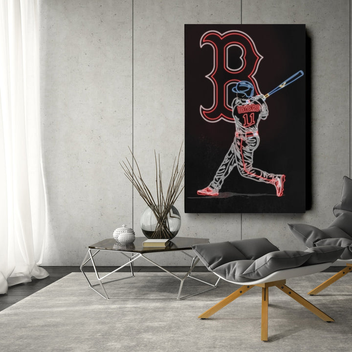 Rafael Devers Neon Canvas Art | Red Sox Wall Decor - CanvasNeon