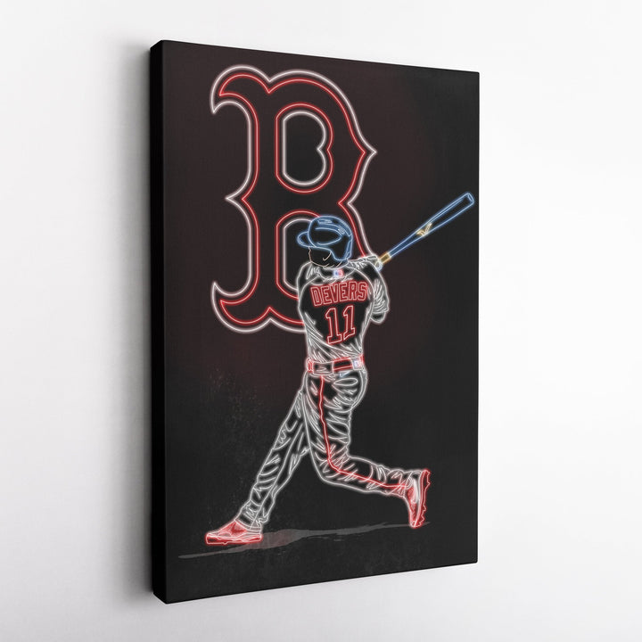 Rafael Devers Neon Canvas Art | Red Sox Wall Decor - CanvasNeon