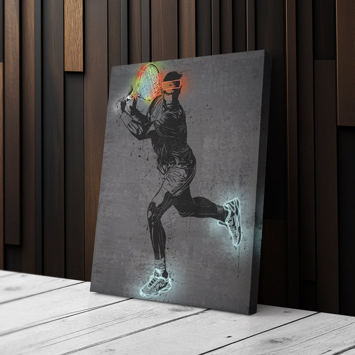 Rafael Nadal Neon Canvas Art | Modern Wall Decor for Tennis Fans - CanvasNeon