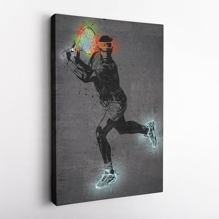 Rafael Nadal Neon Canvas Art | Modern Wall Decor for Tennis Fans - CanvasNeon