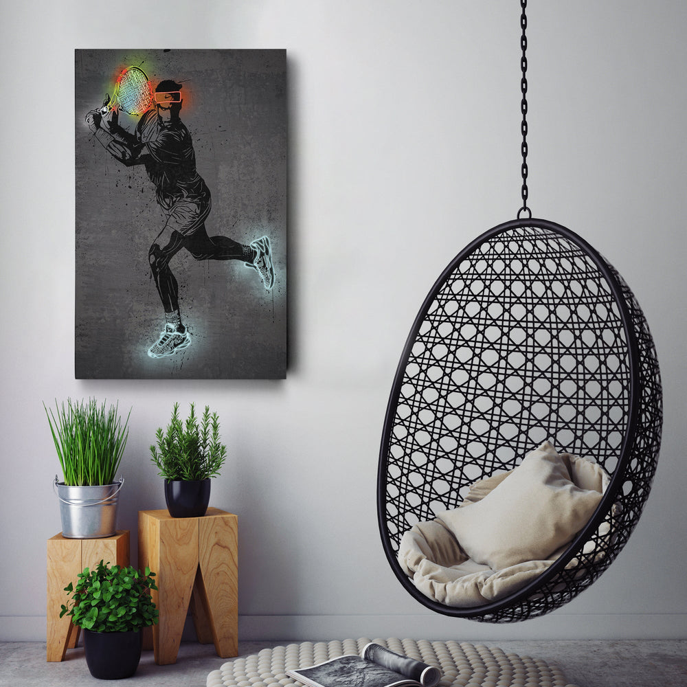 Rafael Nadal Neon Canvas Art | Modern Wall Decor for Tennis Fans - CanvasNeon