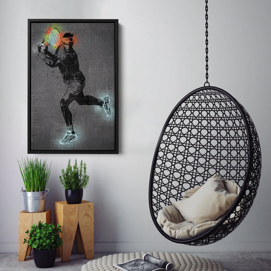 Rafael Nadal Neon Canvas Art | Modern Wall Decor for Tennis Fans - CanvasNeon