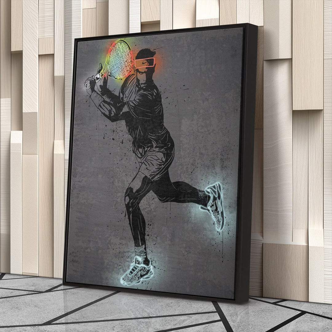 Rafael Nadal Neon Canvas Art | Modern Wall Decor for Tennis Fans - CanvasNeon