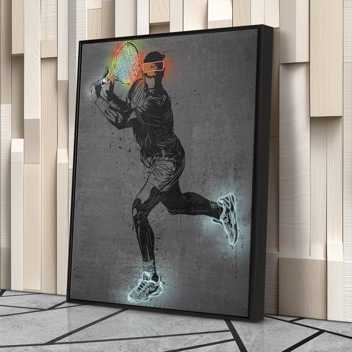 Rafael Nadal Neon Canvas Art | Modern Wall Decor for Tennis Fans - CanvasNeon