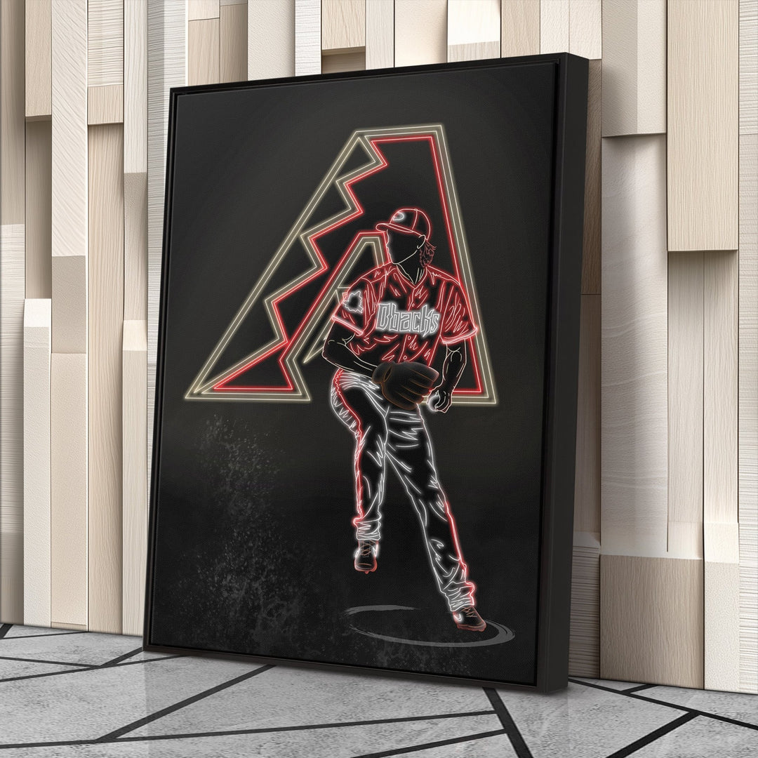 Randy Johnson Neon Canvas Art | Diamondbacks Wall Decor - CanvasNeon