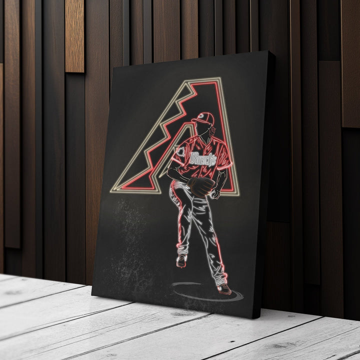 Randy Johnson Neon Canvas Art | Diamondbacks Wall Decor - CanvasNeon