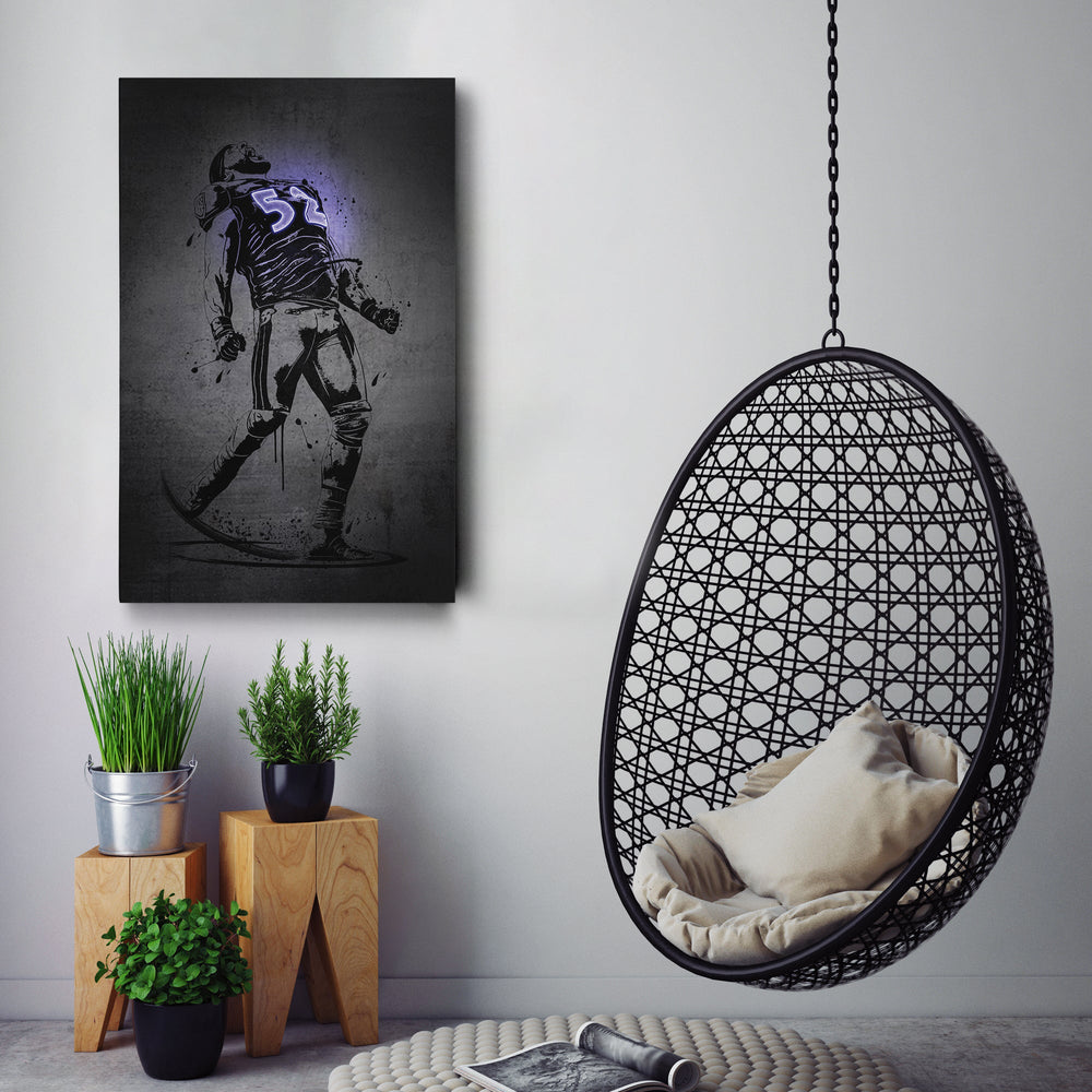 Ray Lewis Neon Canvas Art | Modern Wall Decor for Ravens Fans - CanvasNeon