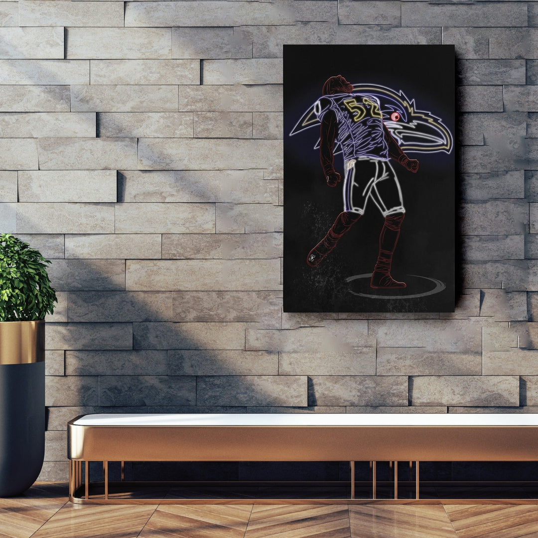 Ray Lewis Neon Canvas Art | Ravens Wall Decor - CanvasNeon