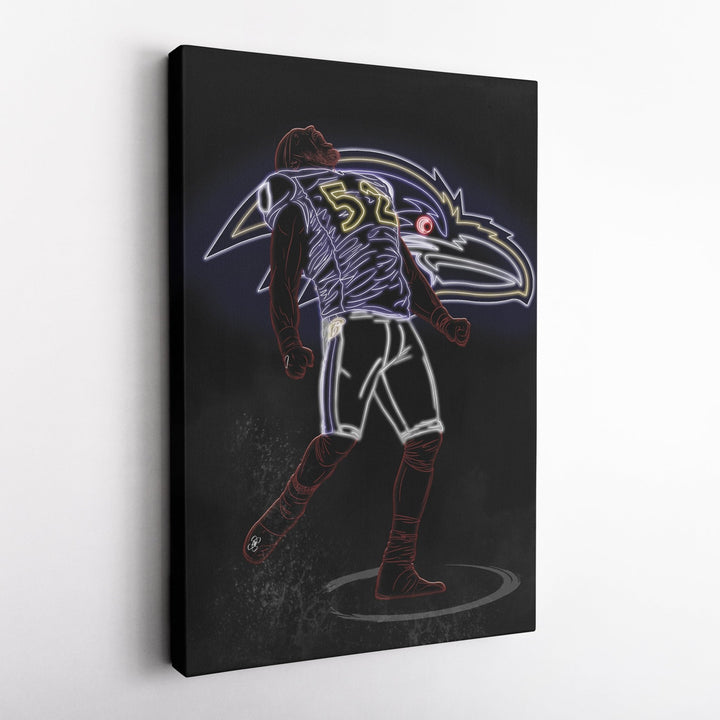 Ray Lewis Neon Canvas Art | Ravens Wall Decor - CanvasNeon