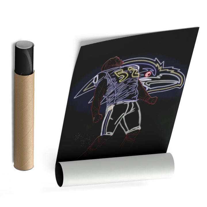 Ray Lewis Neon Canvas Art | Ravens Wall Decor - CanvasNeon