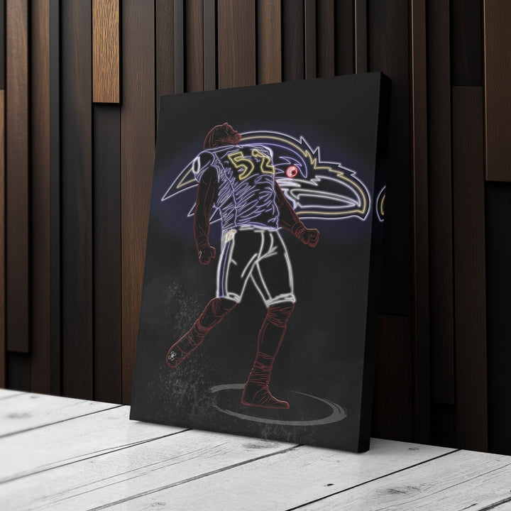 Ray Lewis Neon Canvas Art | Ravens Wall Decor - CanvasNeon