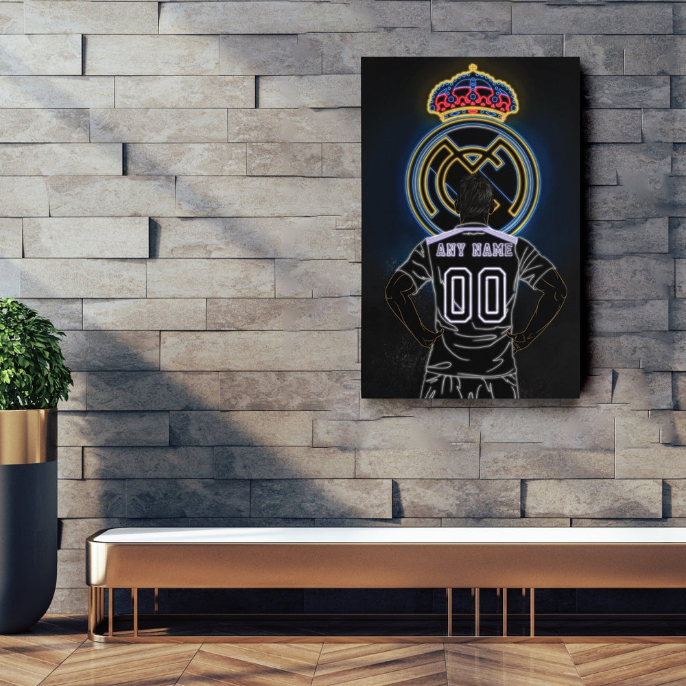 Real Madrid Personalized Jersey Canvas | Neon Wall Art - CanvasNeon