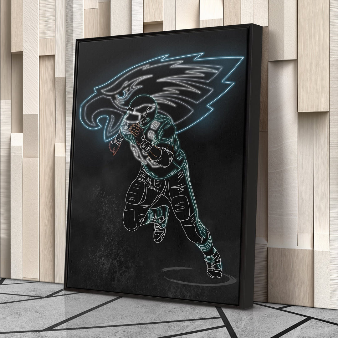 Reggie White Neon Canvas Art | Eagles Wall Decor - CanvasNeon