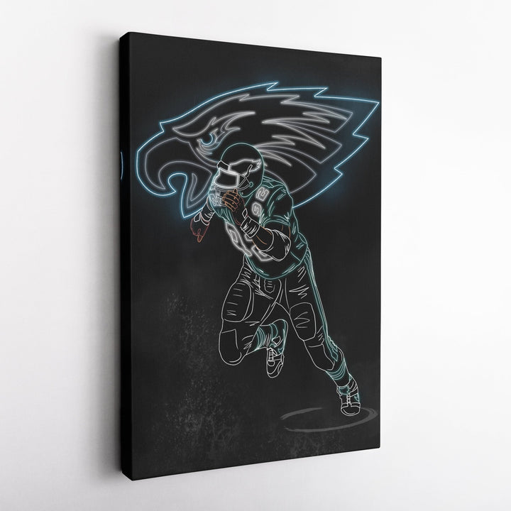 Reggie White Neon Canvas Art | Eagles Wall Decor - CanvasNeon