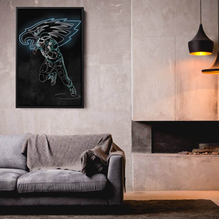 Reggie White Neon Canvas Art | Eagles Wall Decor - CanvasNeon
