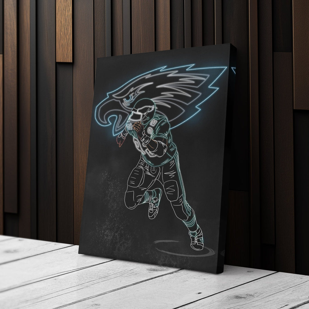 Reggie White Neon Canvas Art | Eagles Wall Decor - CanvasNeon