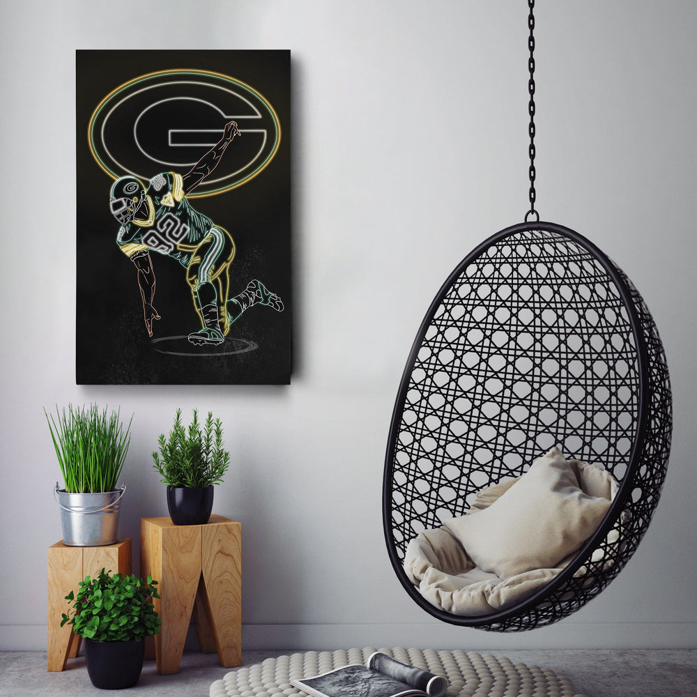 Reggie White Neon Canvas Art | Packers Wall Decor - CanvasNeon