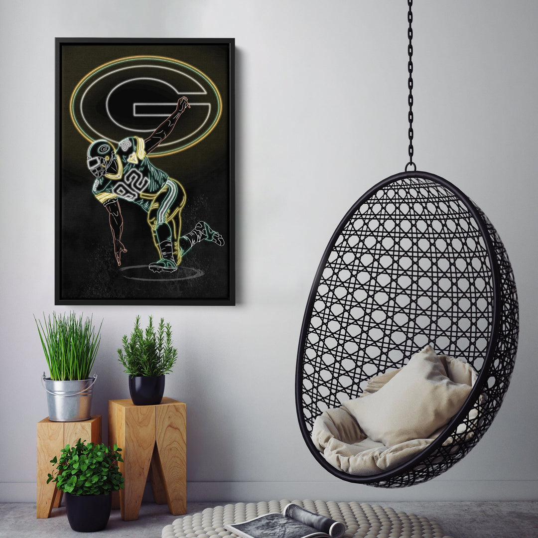 Reggie White Neon Canvas Art | Packers Wall Decor - CanvasNeon