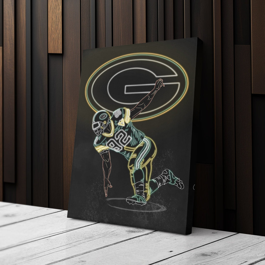Reggie White Neon Canvas Art | Packers Wall Decor - CanvasNeon