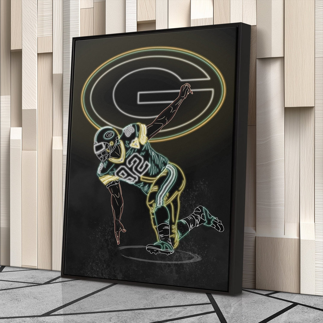 Reggie White Neon Canvas Art | Packers Wall Decor - CanvasNeon