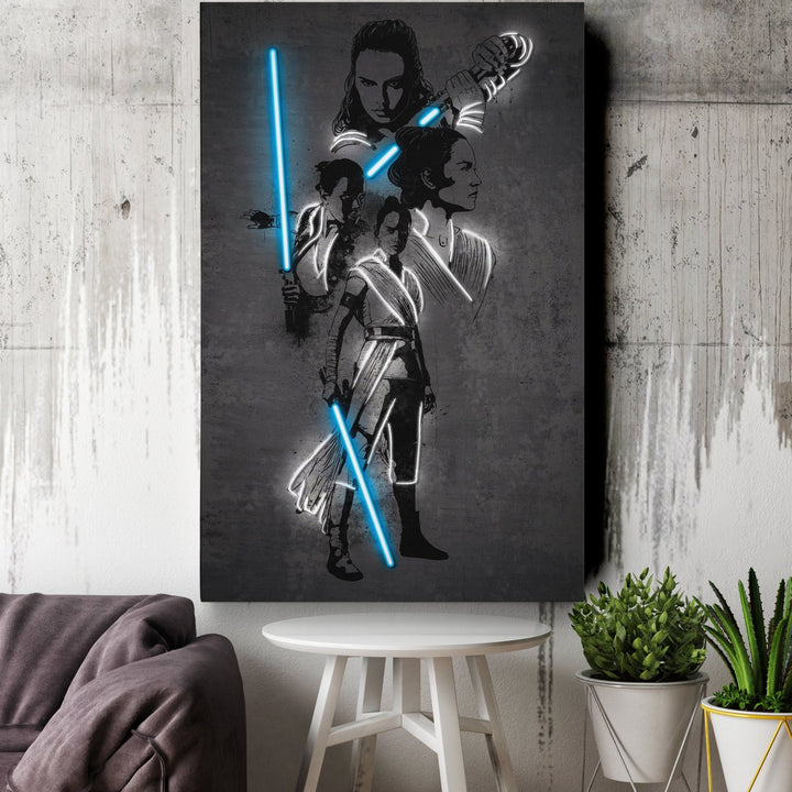 Rey Skywalker Canvas | Star Wars Neon Wall Art - CanvasNeon