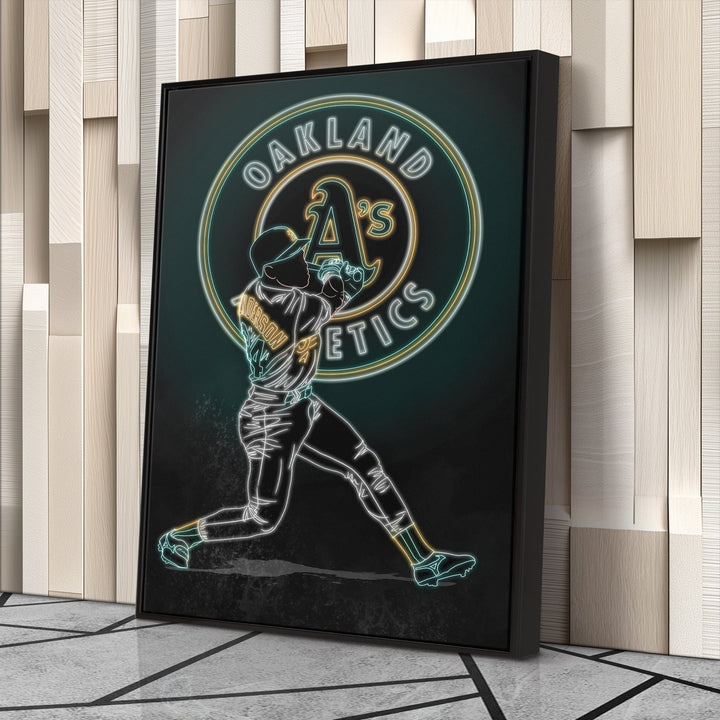 Rickey Henderson Neon Canvas Art | Athletics Wall Decor - CanvasNeon