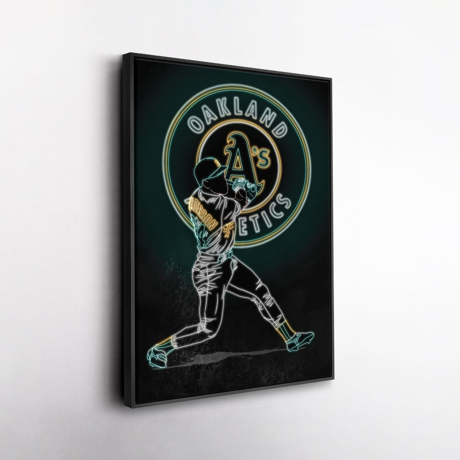 Rickey Henderson Neon Canvas Art | Athletics Wall Decor - CanvasNeon