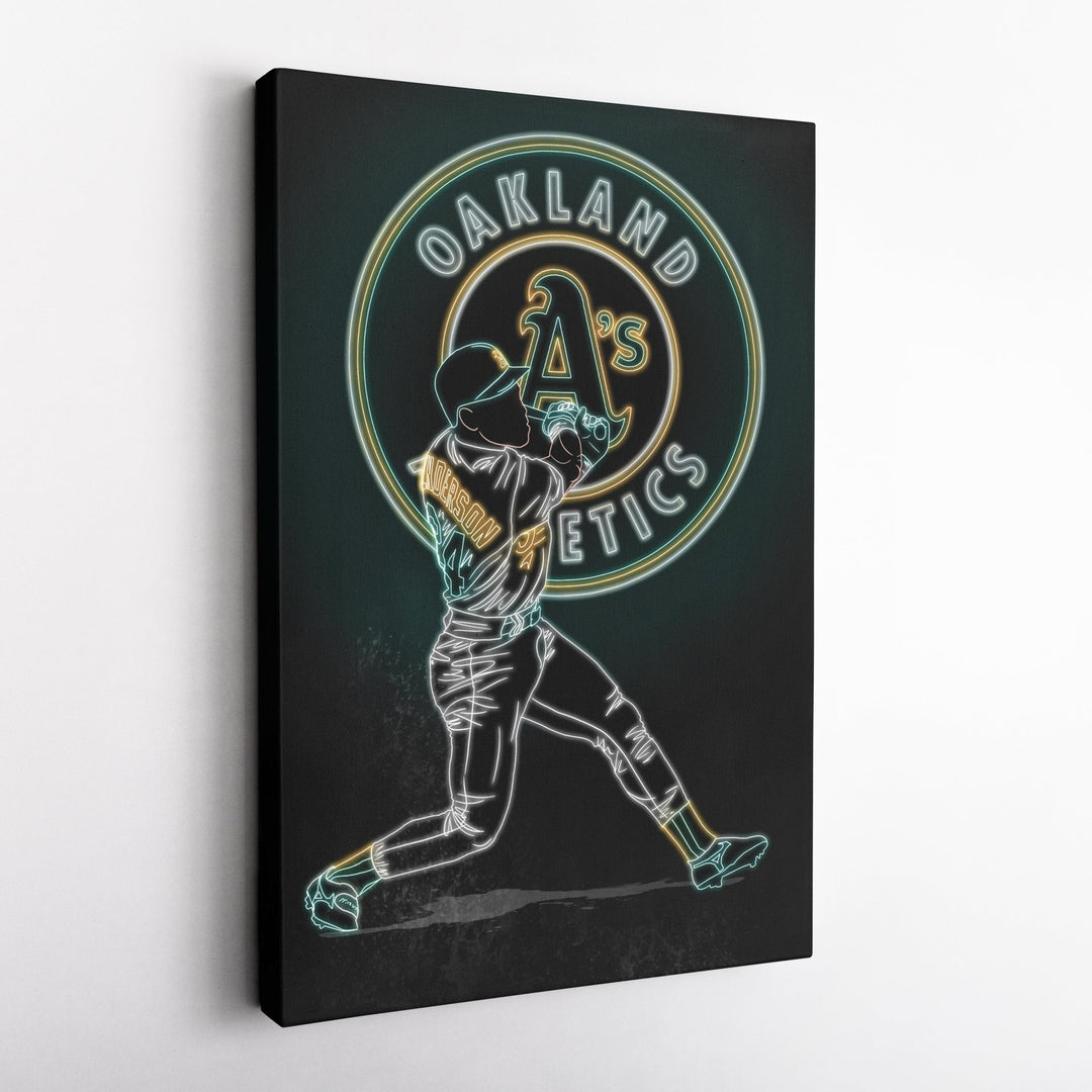 Rickey Henderson Neon Canvas Art | Athletics Wall Decor - CanvasNeon