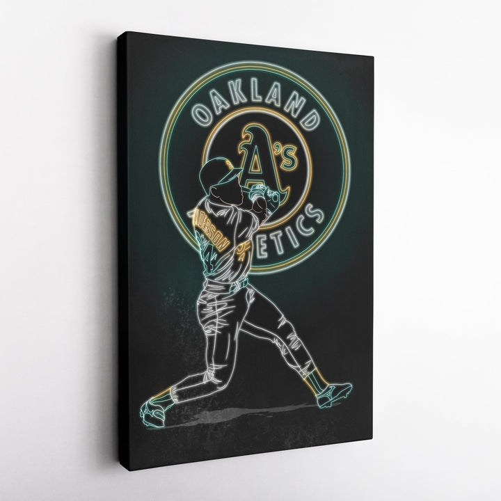 Rickey Henderson Neon Canvas Art | Athletics Wall Decor - CanvasNeon