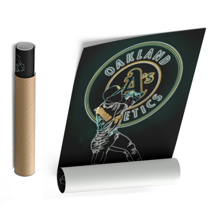 Rickey Henderson Neon Canvas Art | Athletics Wall Decor - CanvasNeon