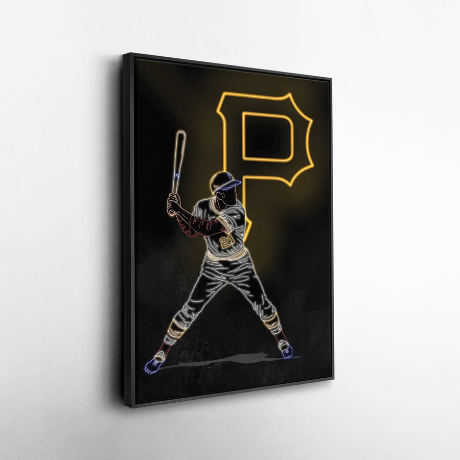 Roberto Clemente Neon Canvas Art | Pirates Wall Decor - CanvasNeon