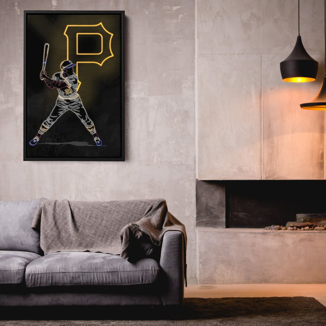 Roberto Clemente Neon Canvas Art | Pirates Wall Decor - CanvasNeon